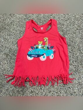fabkids size medium Red Tank Top with Jeep & Safari Animal Graphic